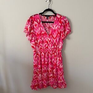 Aqua Vivid Pink and White Mini Dress